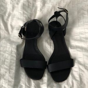 Navy blue JCrew ankle strap low-heel sandals